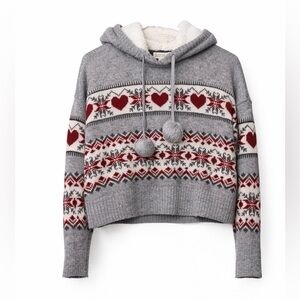 ❤️ NWOT! Ruby Moon Hearts Sweater Sherpa Hoodie